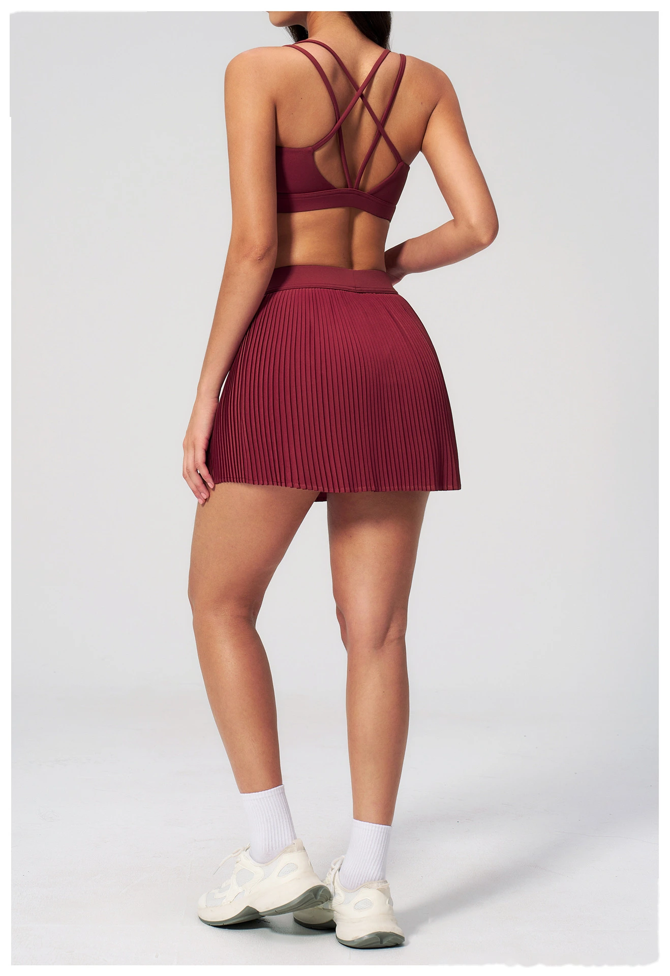 Women's Yoga Outfit Set, Sexy Beauty Back Sports Bra and Quick Dry Fitness Tennis Skirt Workout Suit detail