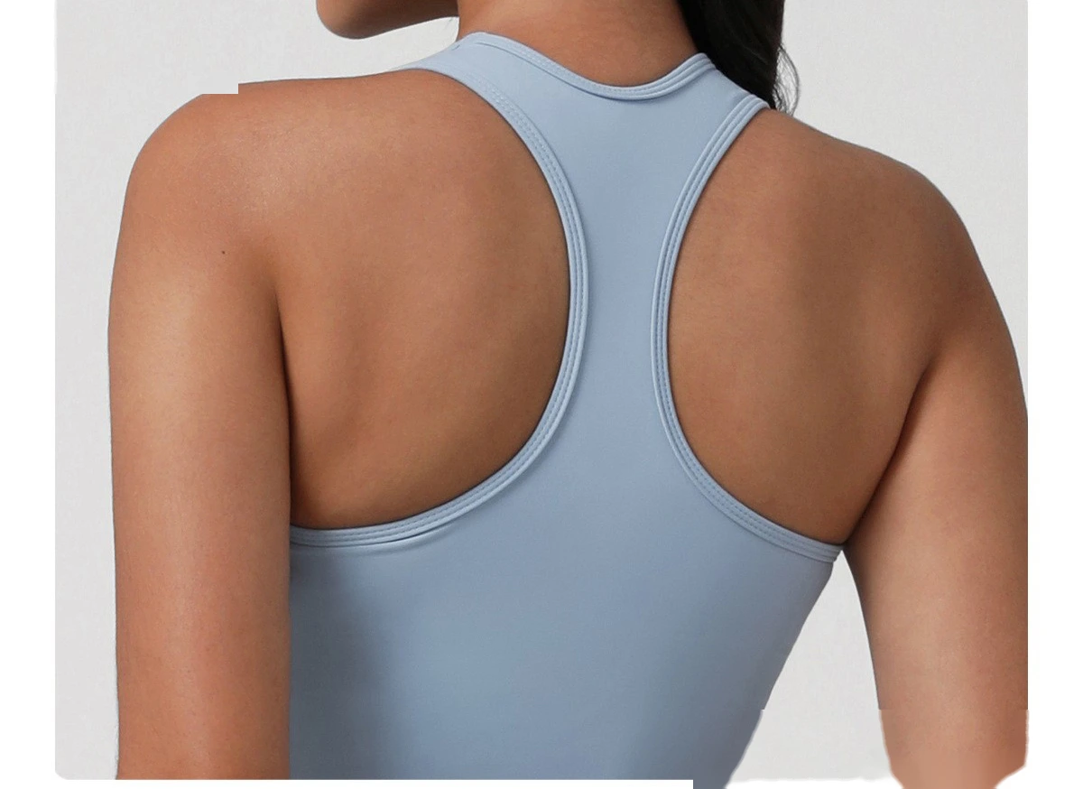 Custom High-Support Shockproof Yoga Bra - Color-Block Backless Tank Top with Pads for Running & Fitness Workouts detail