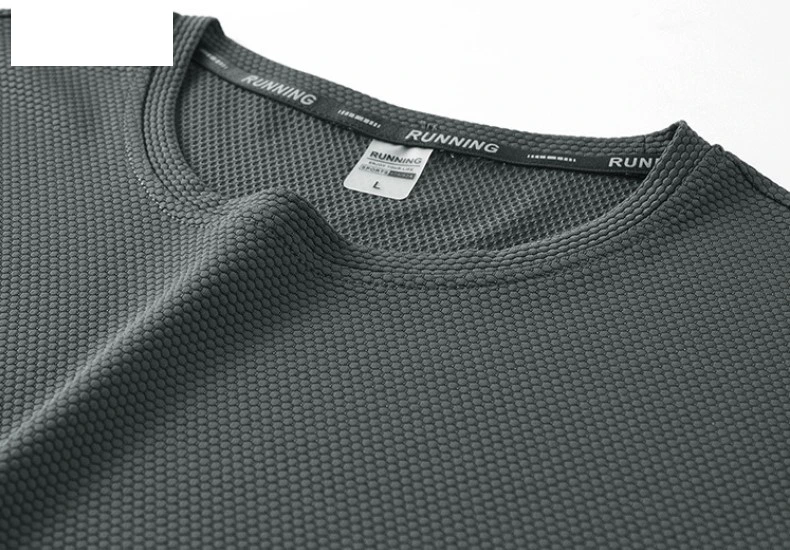 Mens round neck jacquard tshirt outdoor sports running t-shirt detail