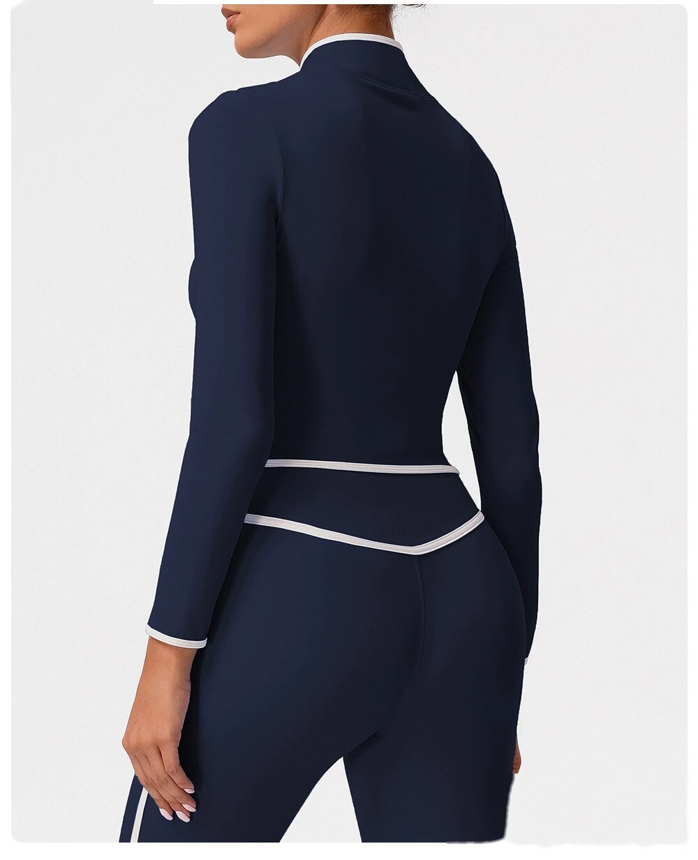 Customize the new contrast zipper yoga clothes women's autumn and winter running fitness coat detail