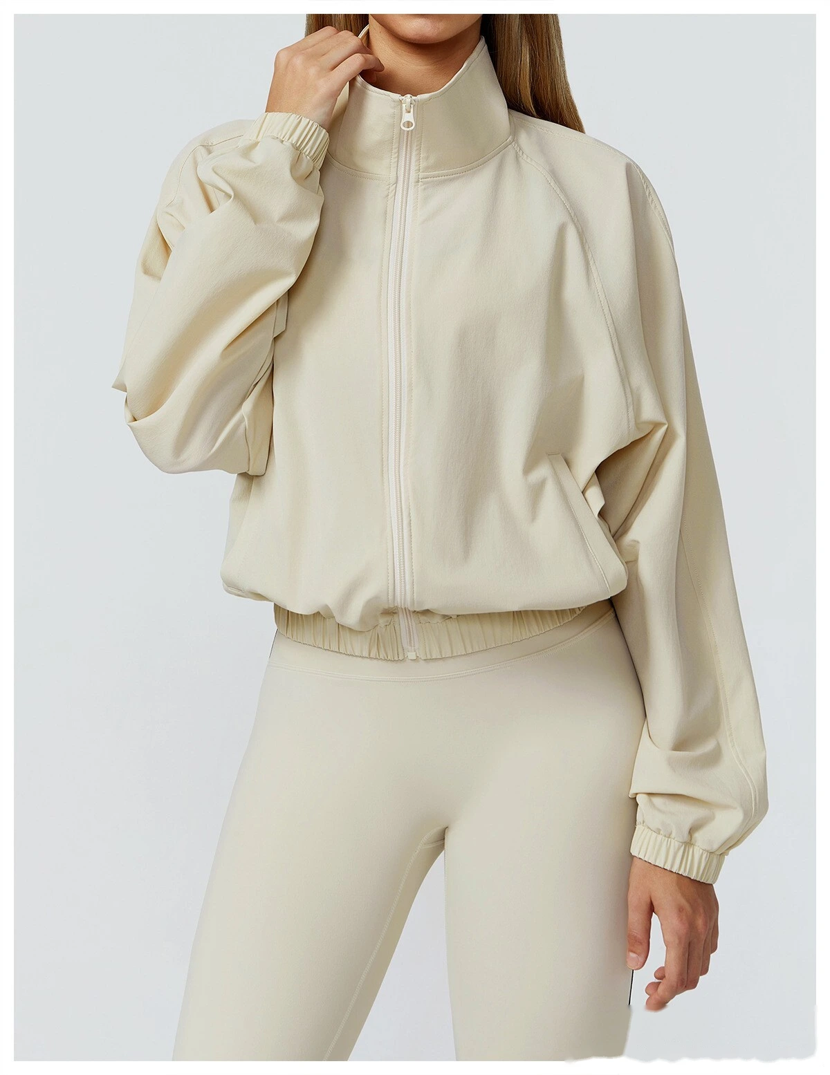 Custom-made stand-up collar sports coat women's windproof outdoor running fitness long-sleeved yoga clothing coat detail