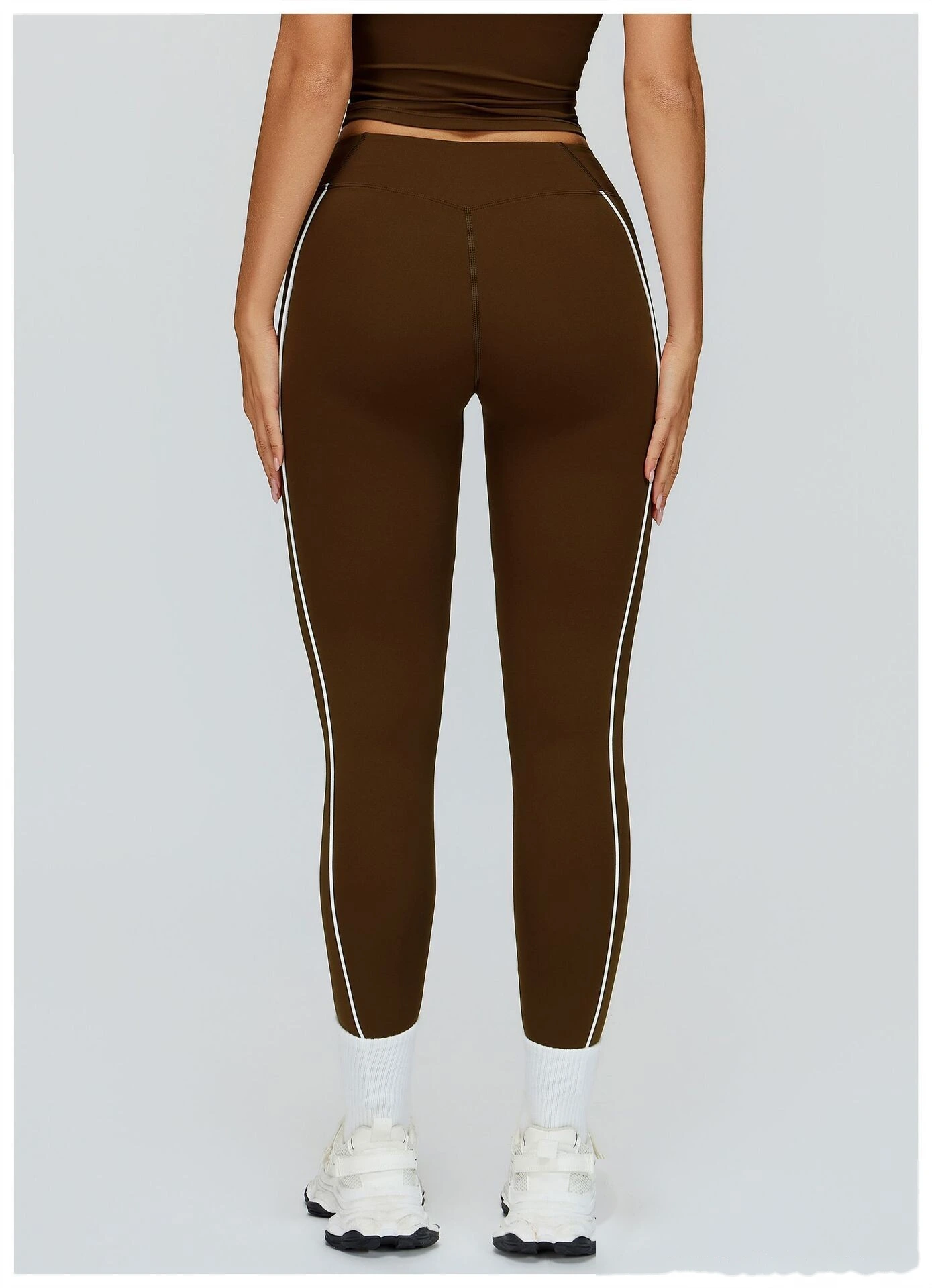 Custom Women’s Naked-Feel Tight Yoga Pants - Color Block High-Waisted Butt-Lifting Running Fitness Leggings detail
