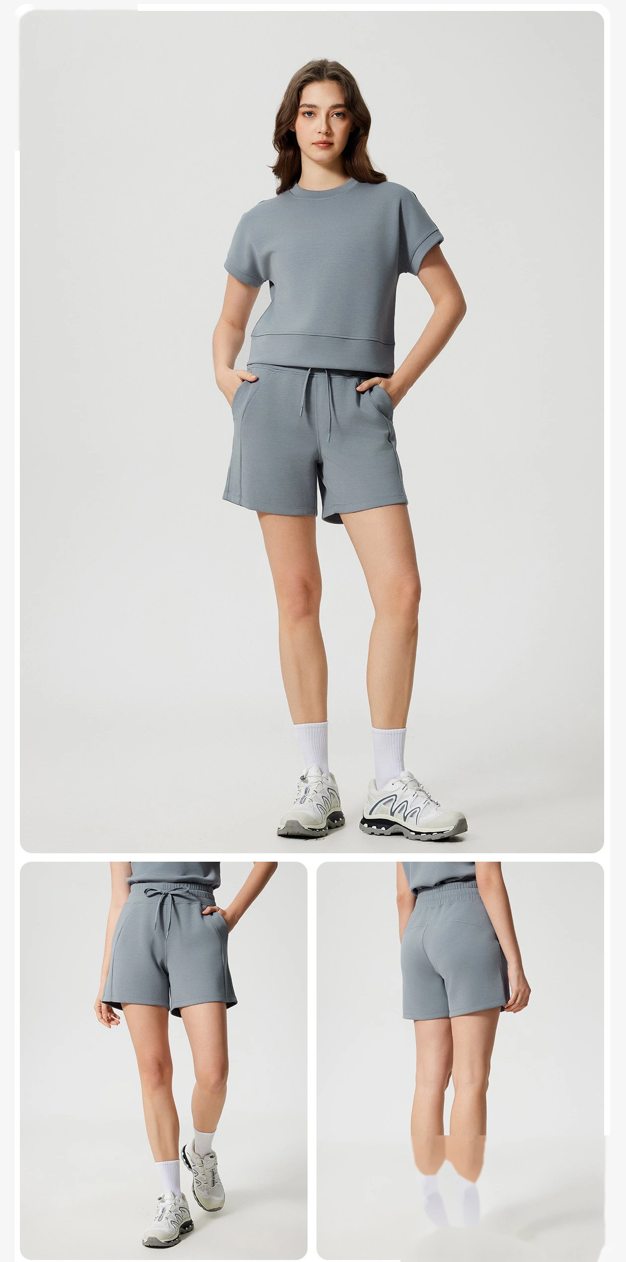 Customized moisture absorption and perspiration fitness running shorts women's leisure yoga shorts detail