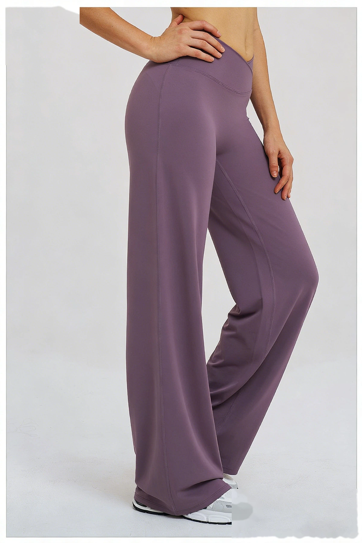 Bulk Custom Legging Lined Wide-Leg Pants - Women's Cross Waist Loose Straight Yoga Gym Activewear detail