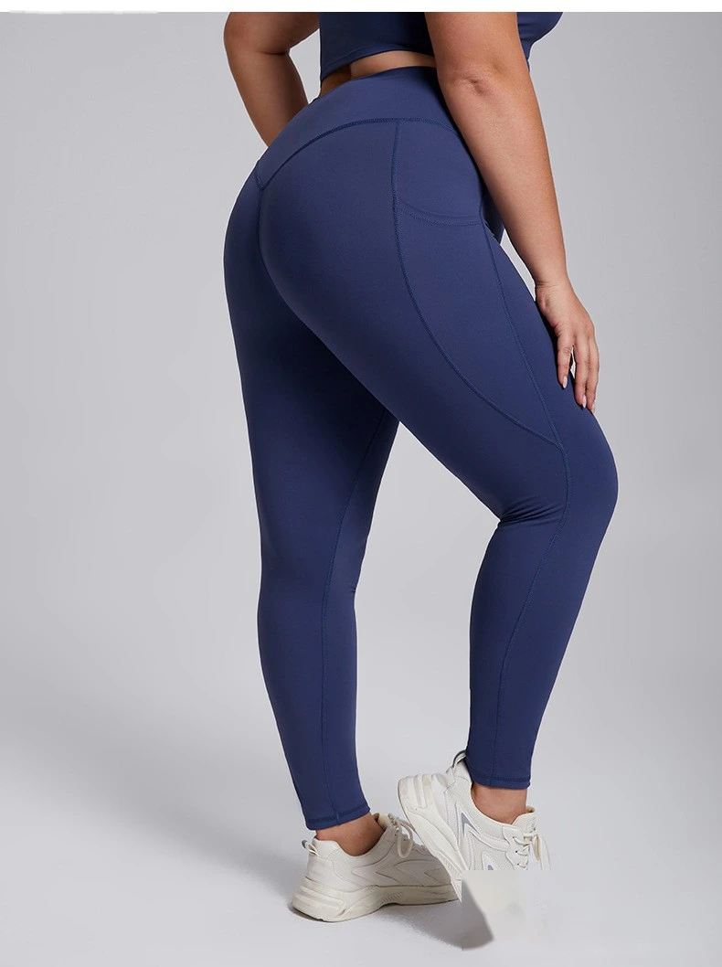 Customized plus-size fitness suit female high waist nude tight sports suit high elastic yoga suit two-piece suit detail