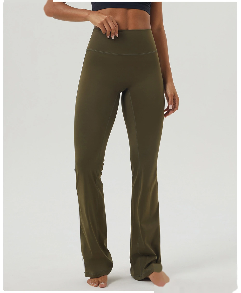 Custom contrast striped yoga bell bottoms hip indoor fitness dance pants sports casual bell bottoms. detail