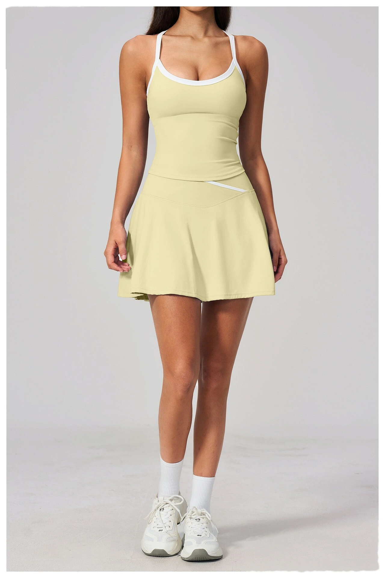 Women Pleated Sports Skort, Naked Feel Anti-Exposure Tennis Skirt for Yoga Fitness Daily Wear detail