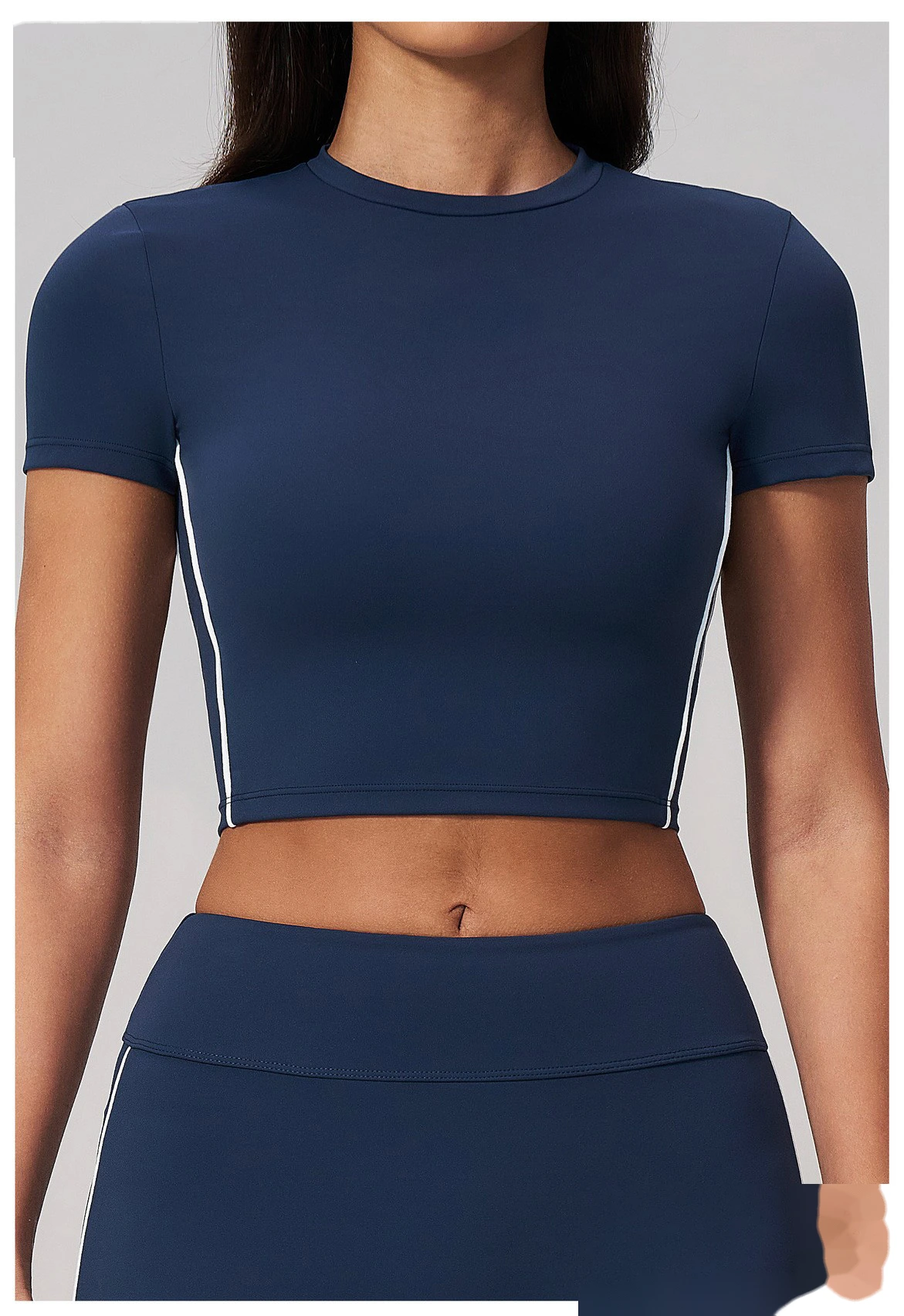 Custom Women Short Sleeve Yoga Top, Summer Cropped Tight Fitness T-shirt Quick Dry Sports Workout Tee detail