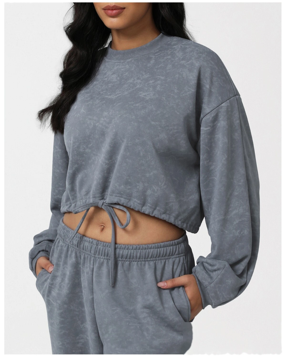 Customizable EU-US Tie-Dye Athletic Hoodie | Women's Winter Loose Crew Neck, Casual Yoga Top detail