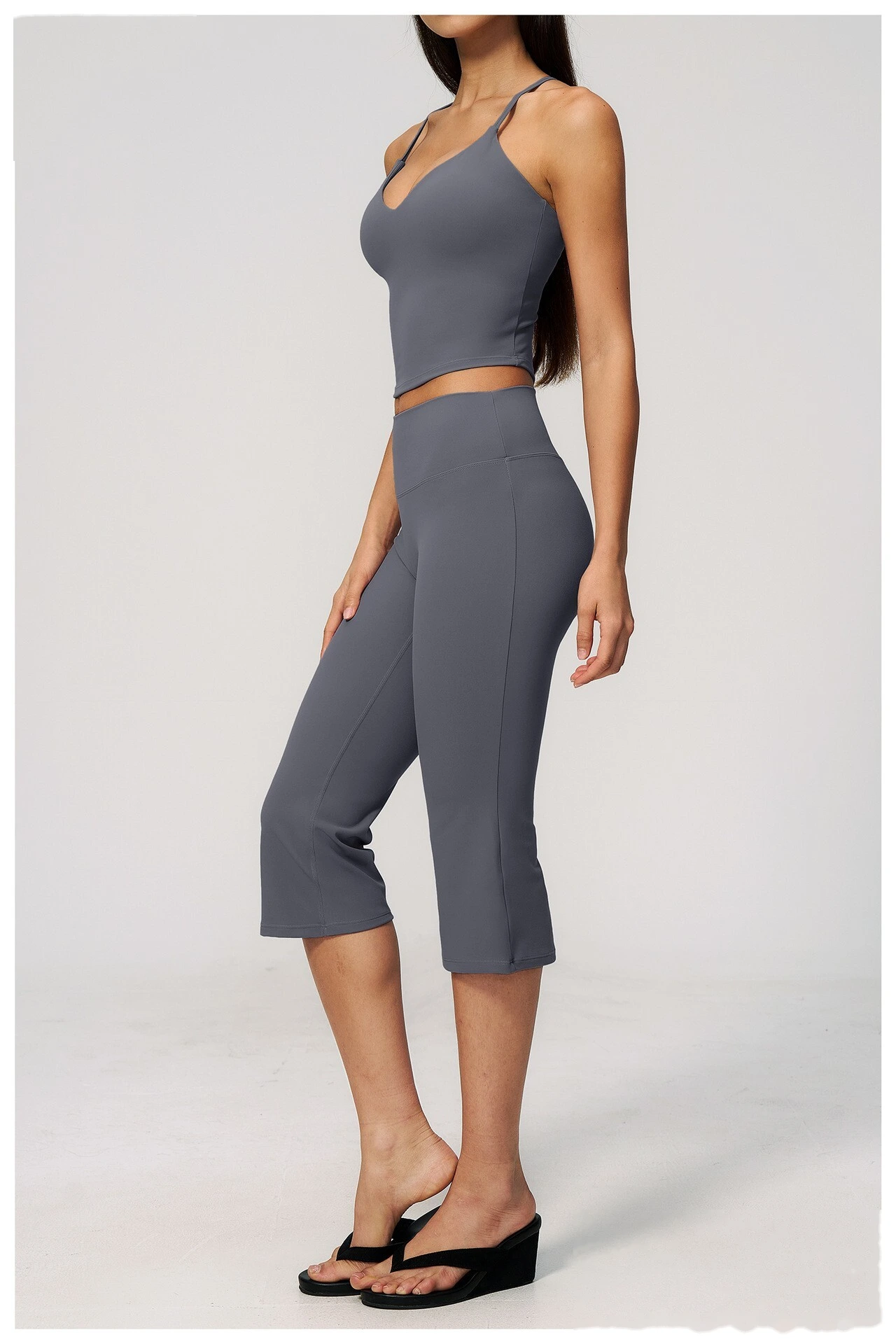 Yoga pants with creamy feeling, high waist, hips and abdomen, fitness exercise, cropped pants/yoga suit detail