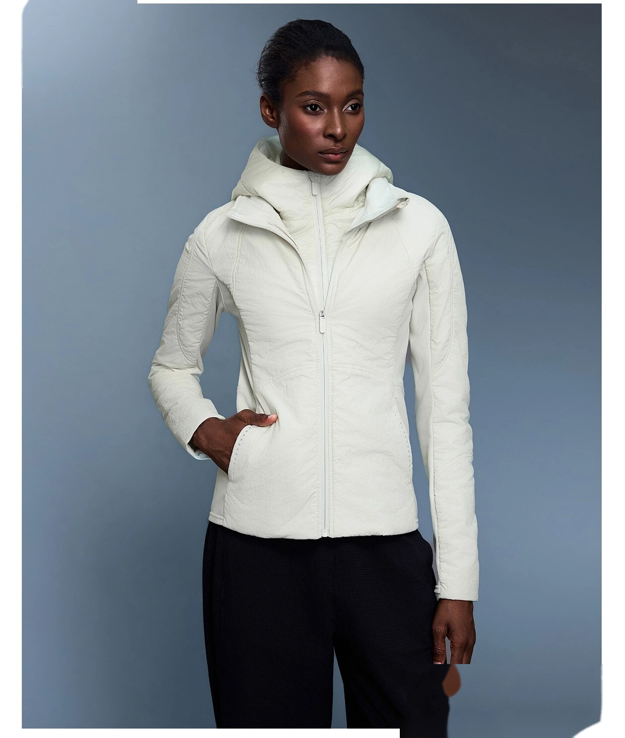 Customized winter vacation two-piece hooded sports cotton-padded jacket waterproof waist slimming warm cotton coat femal detail