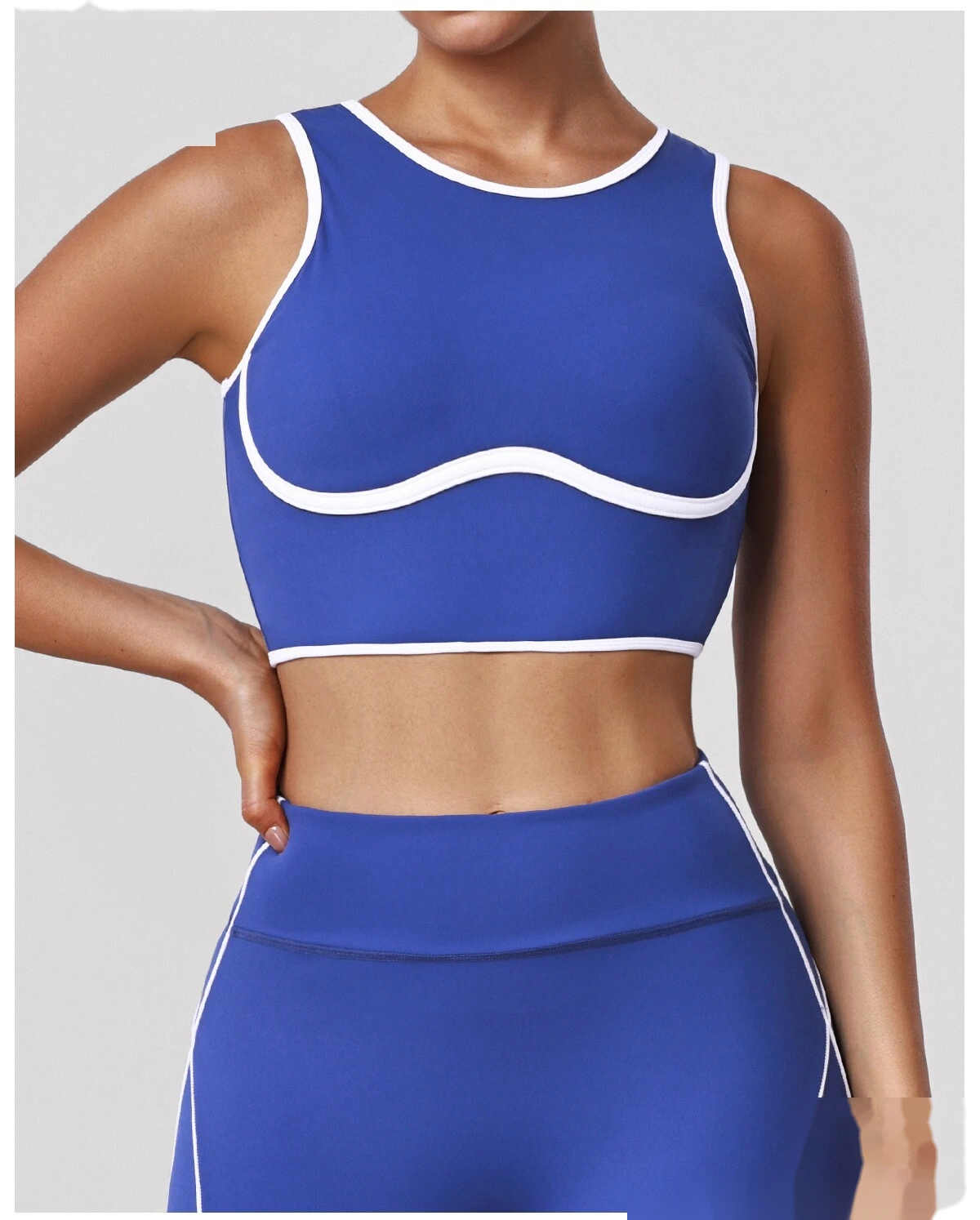 Bulk Custom Color Block Beauty Back Sports Bra - Padded High Support Shockproof Yoga Gym Running Activewear detail