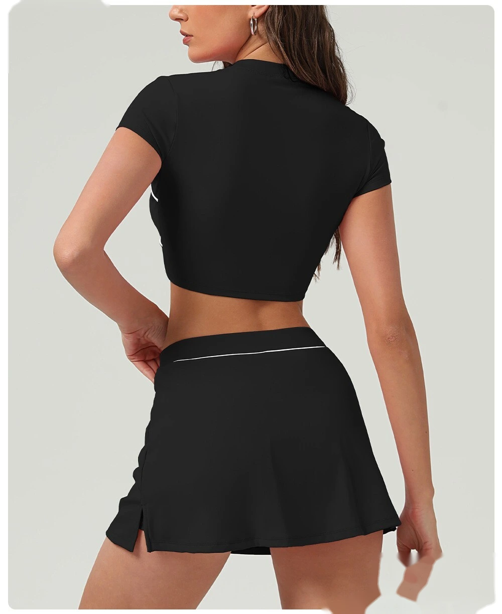 Customized running skirt with slim hips and crossed waist yoga skirt and tennis skirt. detail