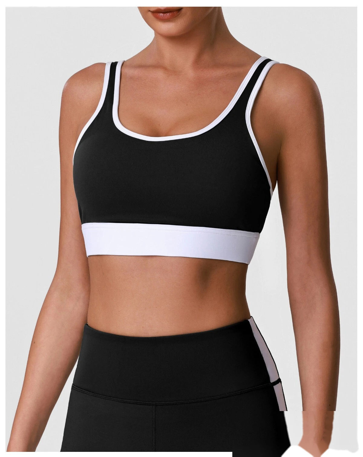 Women’s Custom High Stretch Quick Dry Color Block Sports Bra Beauty Back Yoga Bra Tank Top detail
