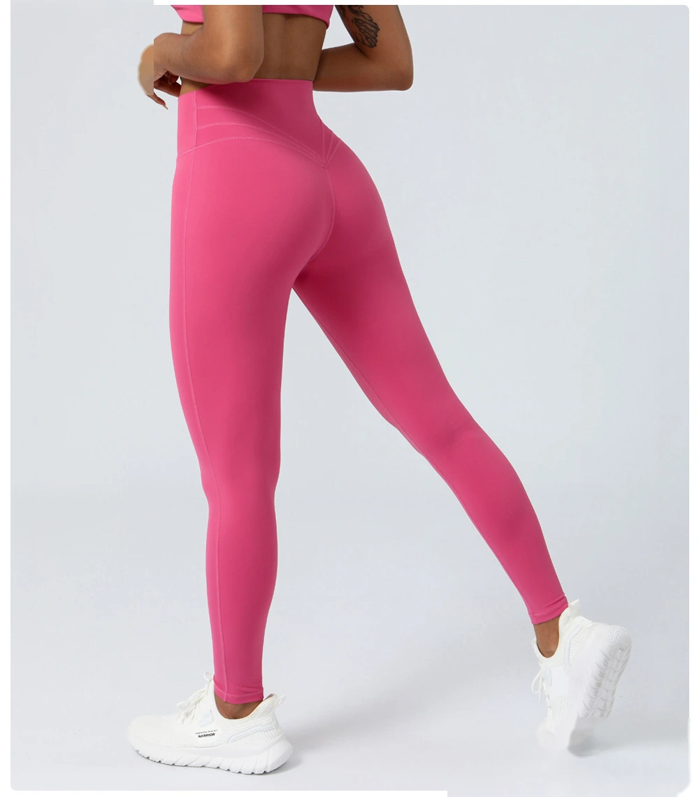 Custom nude yoga T-free embarrassing line fitness pants sports hip pants detail