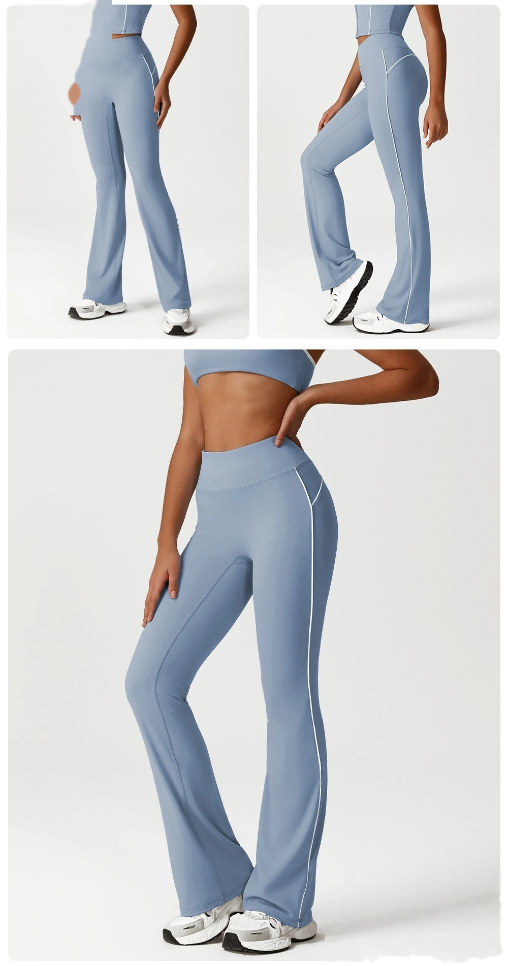 Custom micro-La leisure yoga pants women's new contrast running pants dance training fitness wide-leg pants detail