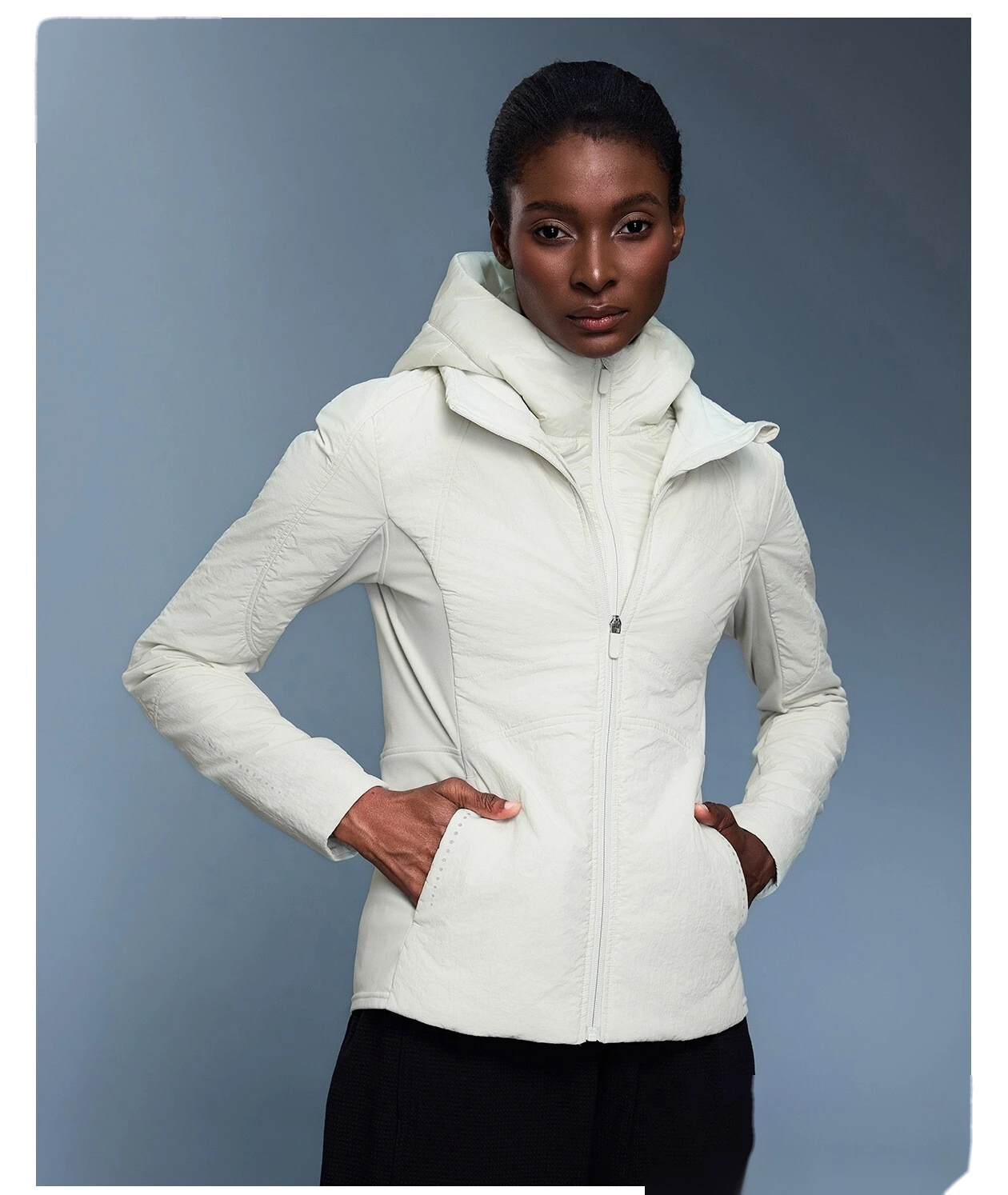 Customized winter vacation two-piece hooded sports cotton-padded jacket waterproof waist slimming warm cotton coat femal detail
