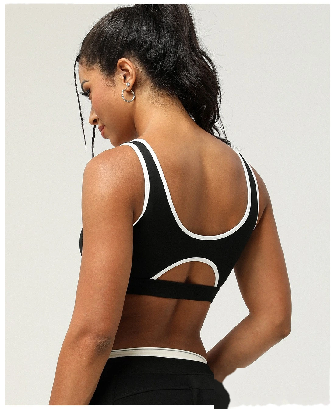 Quality Customized contrast sports bra hollow back yoga bra women's running fitness suit top Manufacturer detail