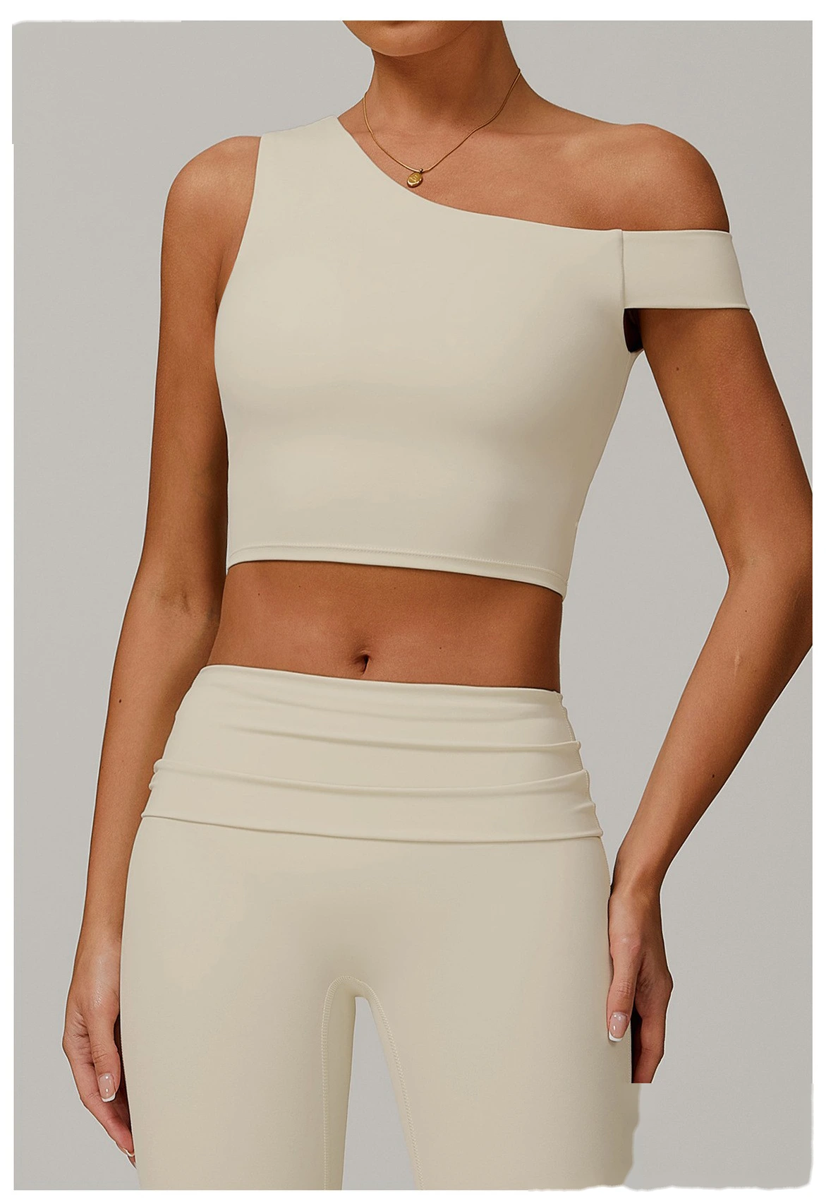 Environmentally-friendly regenerative yoga vest women wear running and fitness underwear with irregular inclined shoulde detail