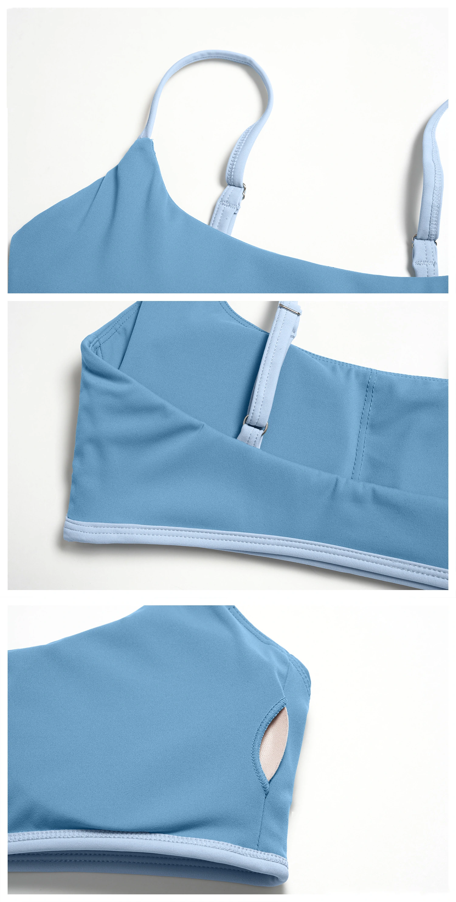 Custom Women’s Thin Shoulder Strap Beauty Back Sports Bra Fake Two Piece Tennis Skort Yoga Fitness Set detail