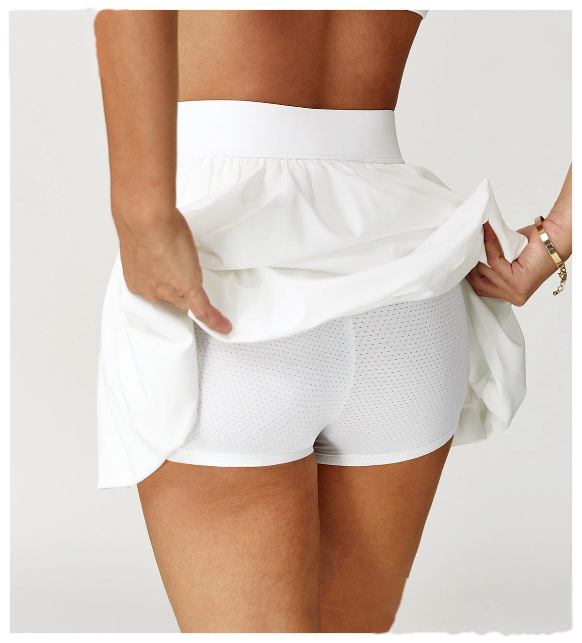 Tennis short skirt anti-exposure bottoming breathable pocket fluffy skirt running short skirt detail