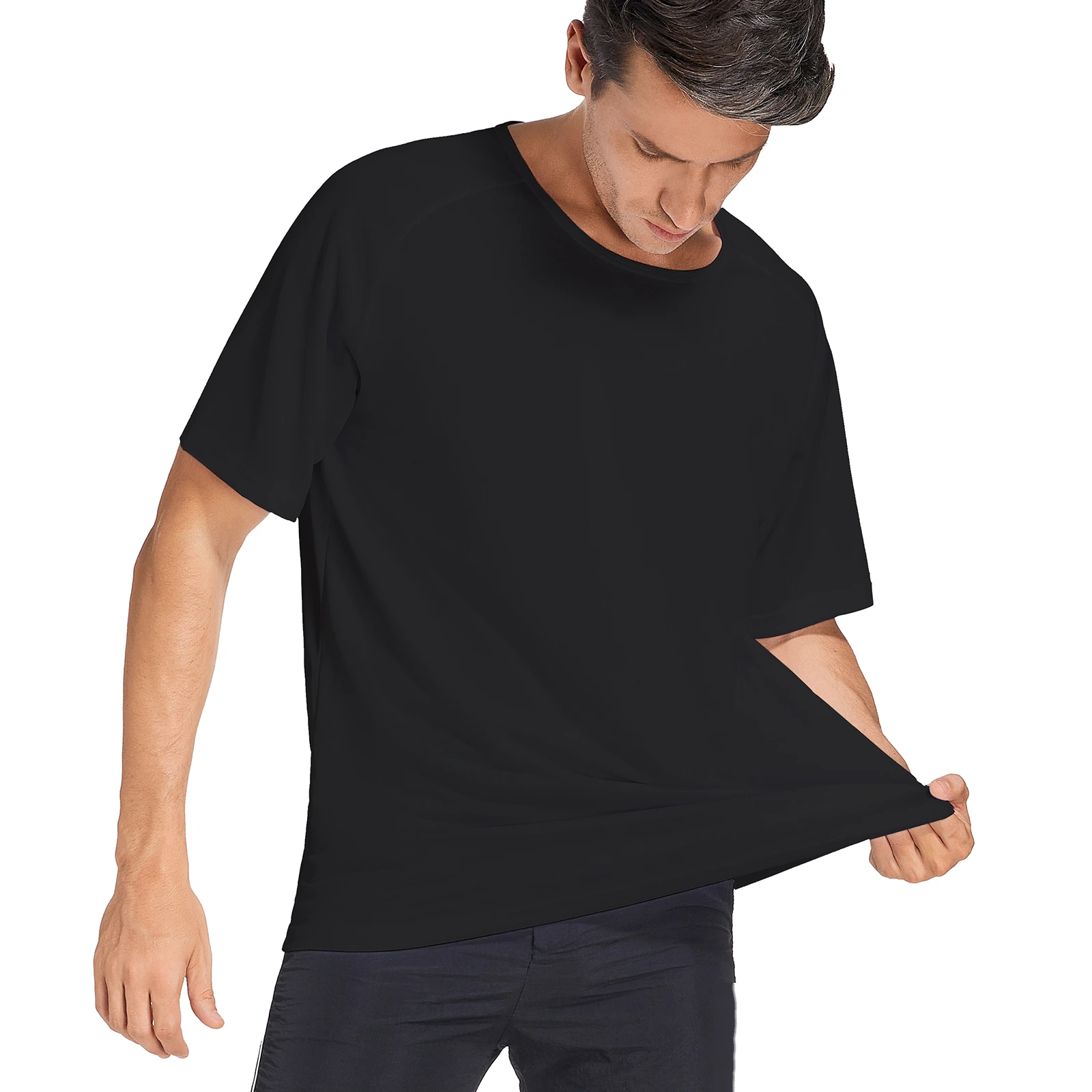 Men's summer breathable moisture absorption loose short-sleeved running outdoor sports quick-drying clothes T-shirt detail