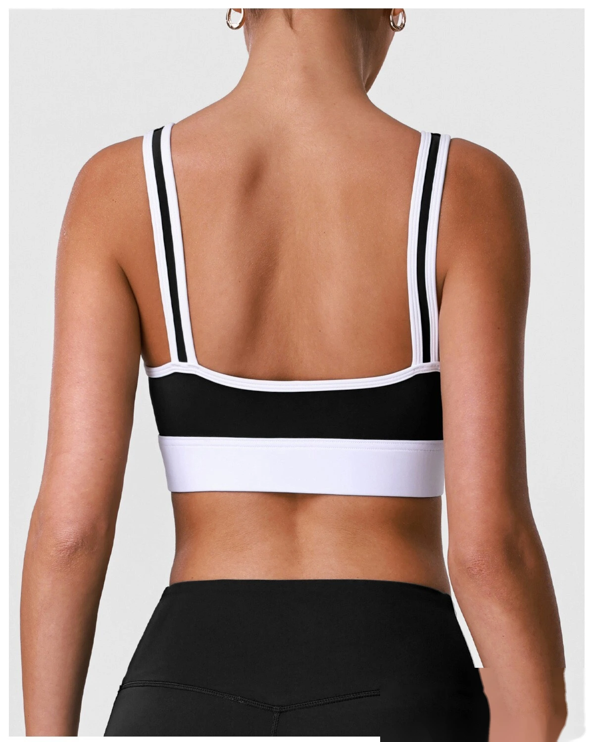 Women’s Custom High Stretch Quick Dry Color Block Sports Bra Beauty Back Yoga Bra Tank Top detail