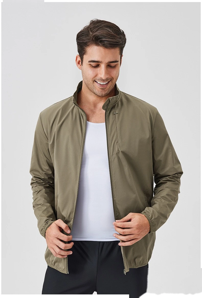 Custom autumn and winter sports coat stand collar zipper jacket outdoor windproof long sleeve cardigan running fitness detail