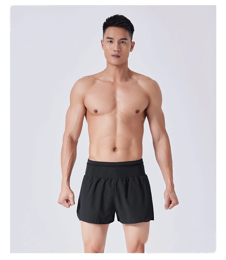 Men 2 in 1 running quick dry sports shorts basketball track shorts detail
