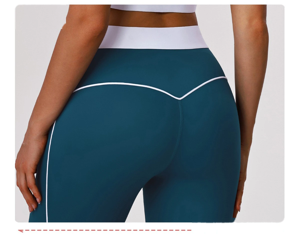 Custom Color Block Yoga Set - Women's High-Waisted Tummy Control T-Line Free Leggings & Sports Bra for Outdoor Running detail