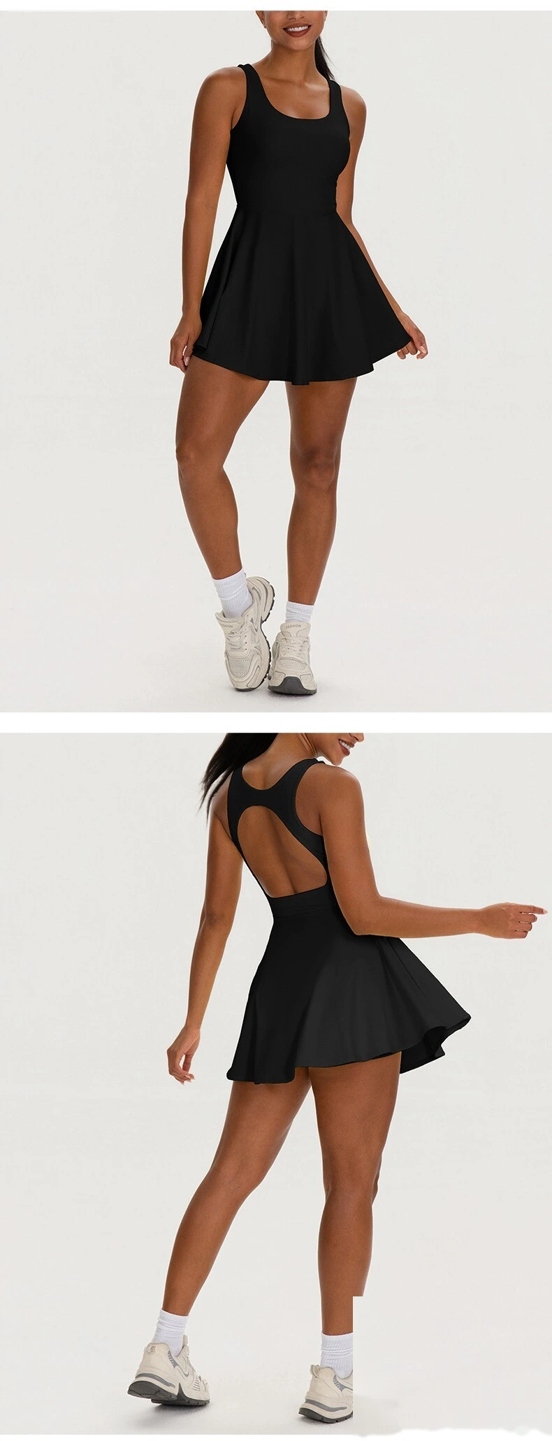 Custom Women's Tennis Sports Dress with Built-in Bra, One Piece Short Dress for Fitness Running Yoga Outdoor Activity detail