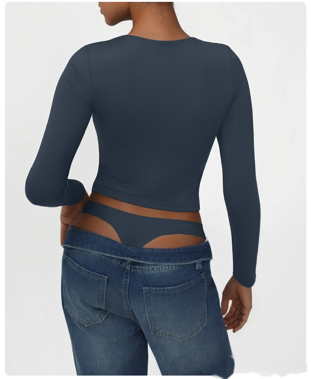 Customized skims new high-elastic dance training sports fitness clothes tight yoga long-sleeved T-shirt detail