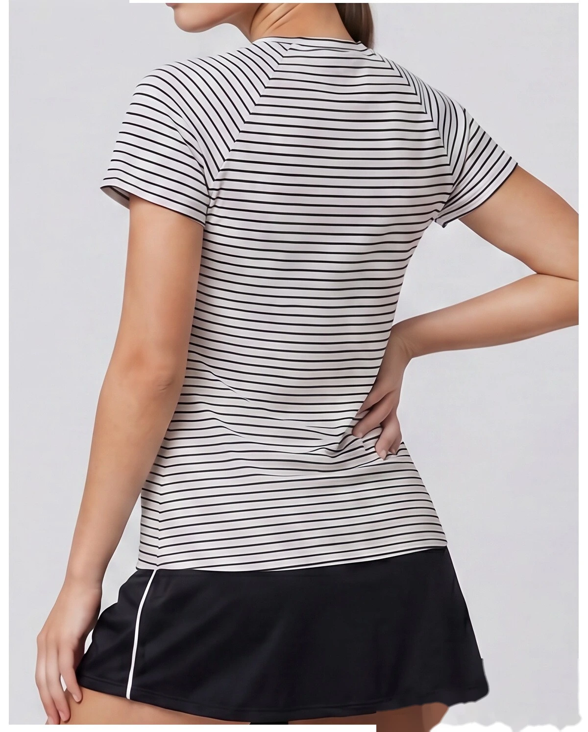 Custom striped new running training women breathable yoga fitness loose Joker T-shirt detail