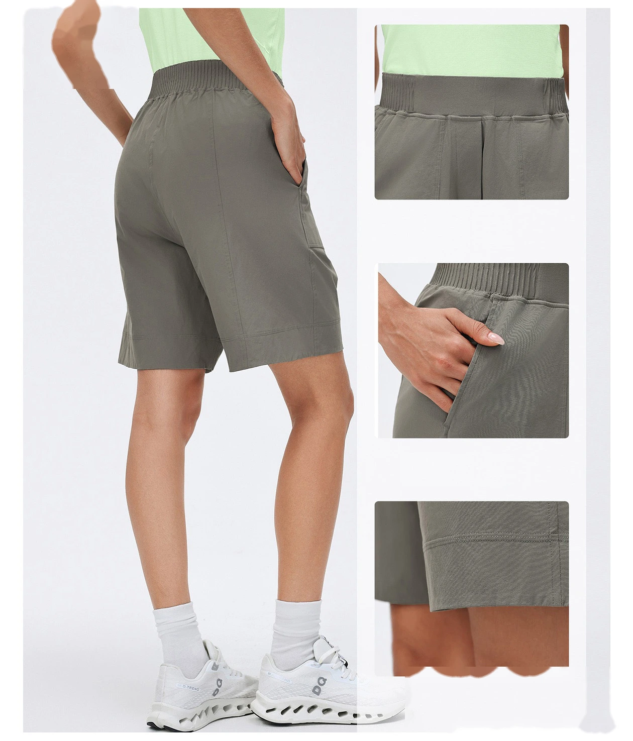 Bulk Custom Women's Sports Mid-Shorts - High-Waisted Lightweight Loose Straight Breathable Running Fitness Pants detail