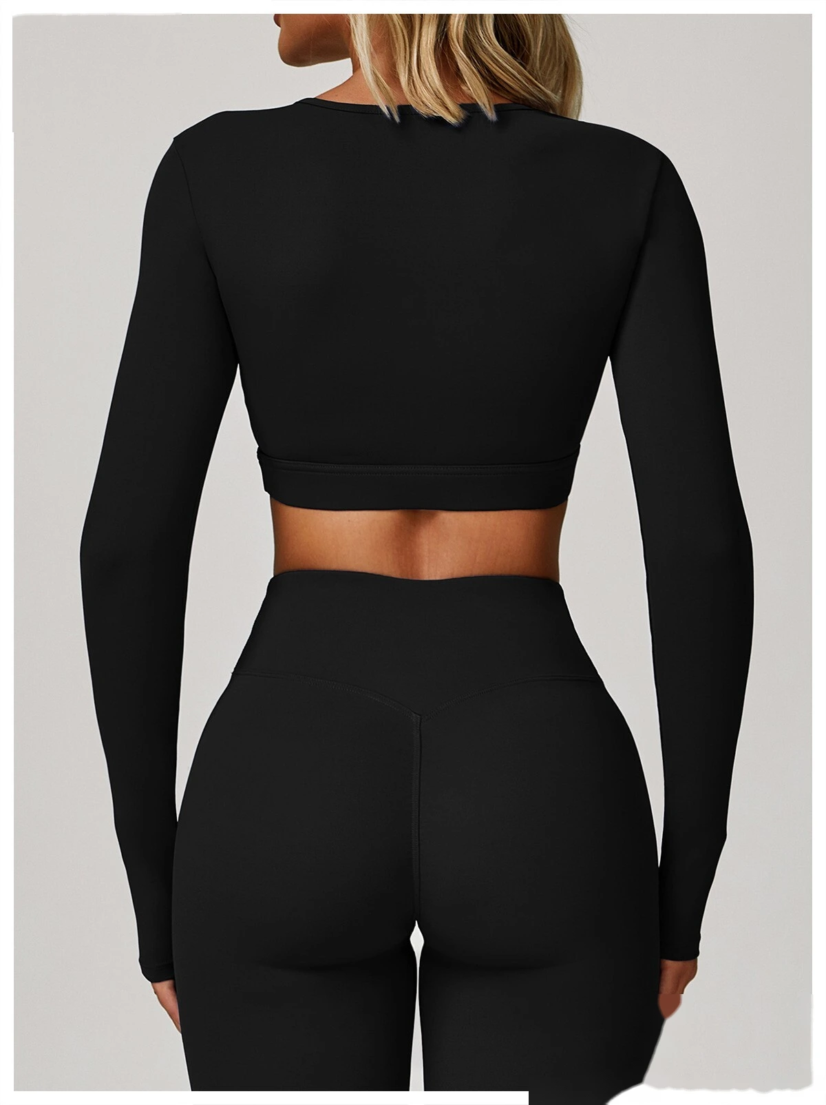 Customized tight-fitting yoga long sleeve earthquake-proof exercise hollow T-shirt running fitness yoga top detail