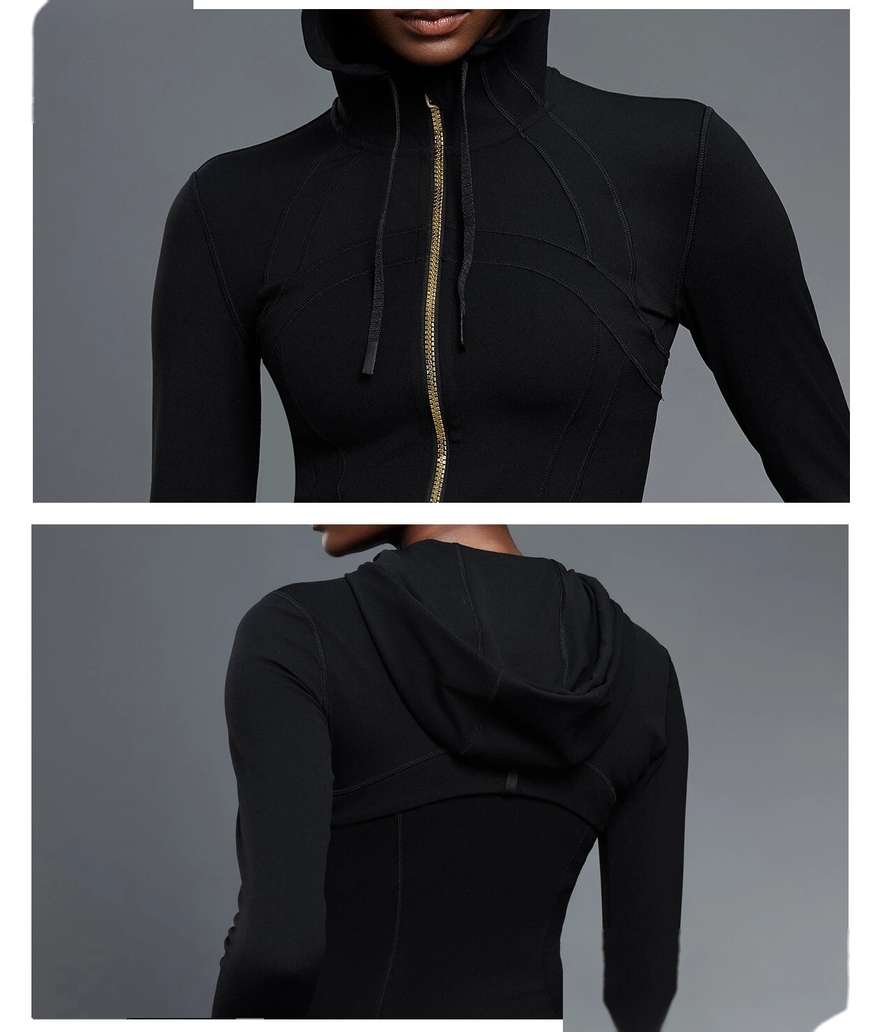 Custom Women's Yoga Jacket, Slim-Fit Hooded Cardigan, Long Sleeve Running & Fitness Outerwear detail