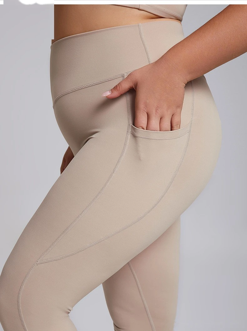 Customized plus-size fitness suit female high waist nude tight sports suit high elastic yoga suit two-piece suit detail