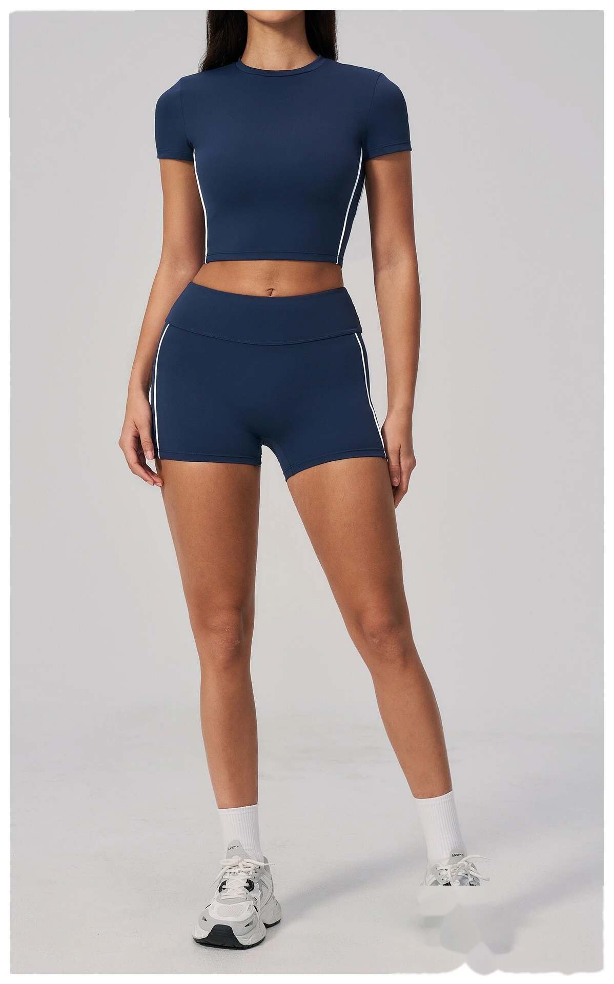 Custom Women Short Sleeve Yoga Top, Summer Cropped Tight Fitness T-shirt Quick Dry Sports Workout Tee detail