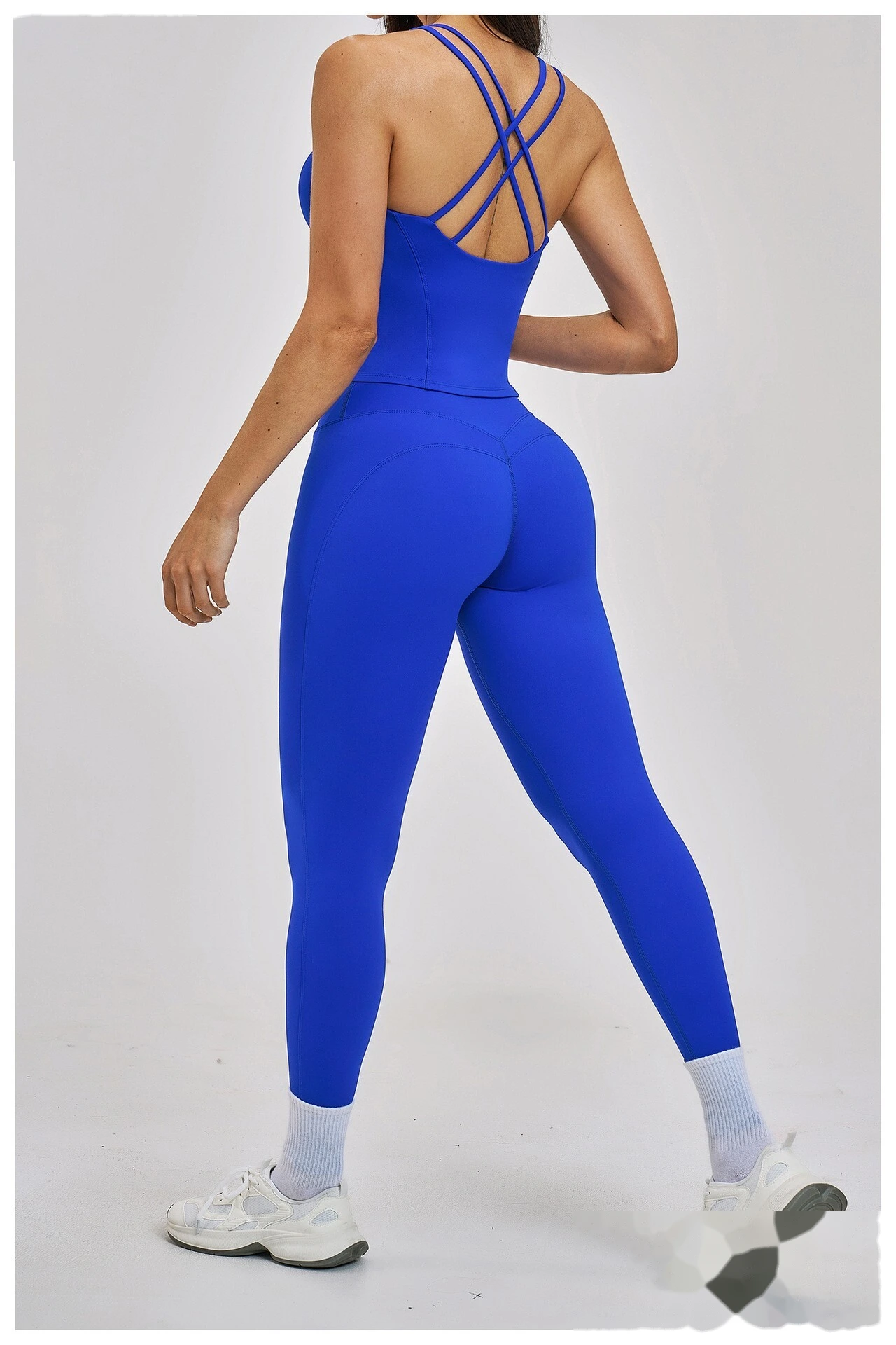 Women’s Crisscross Back Yoga Set Beauty Back Sports Vest & Workout Tight Leggings Fitness Outfit detail