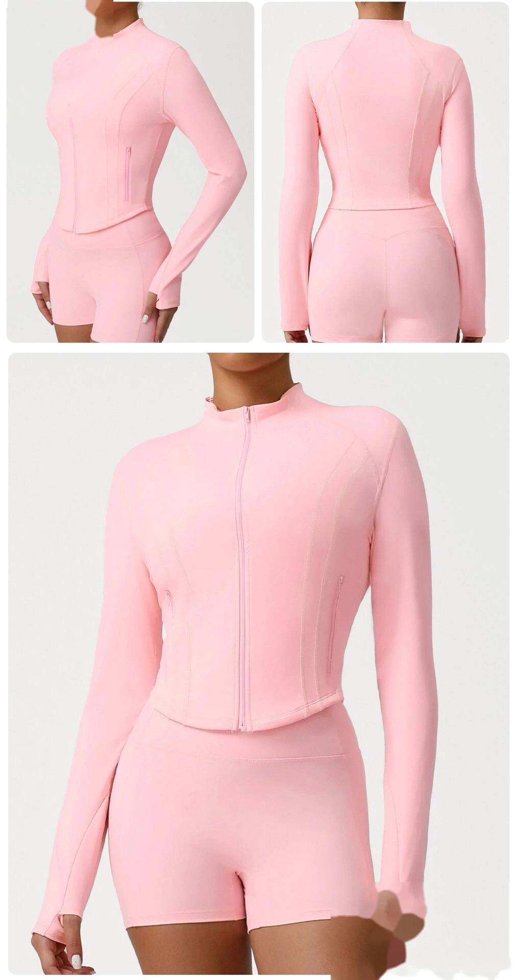 Custom autumn and winter Europe and the United States tight-fitting yoga fitness jacket women. detail