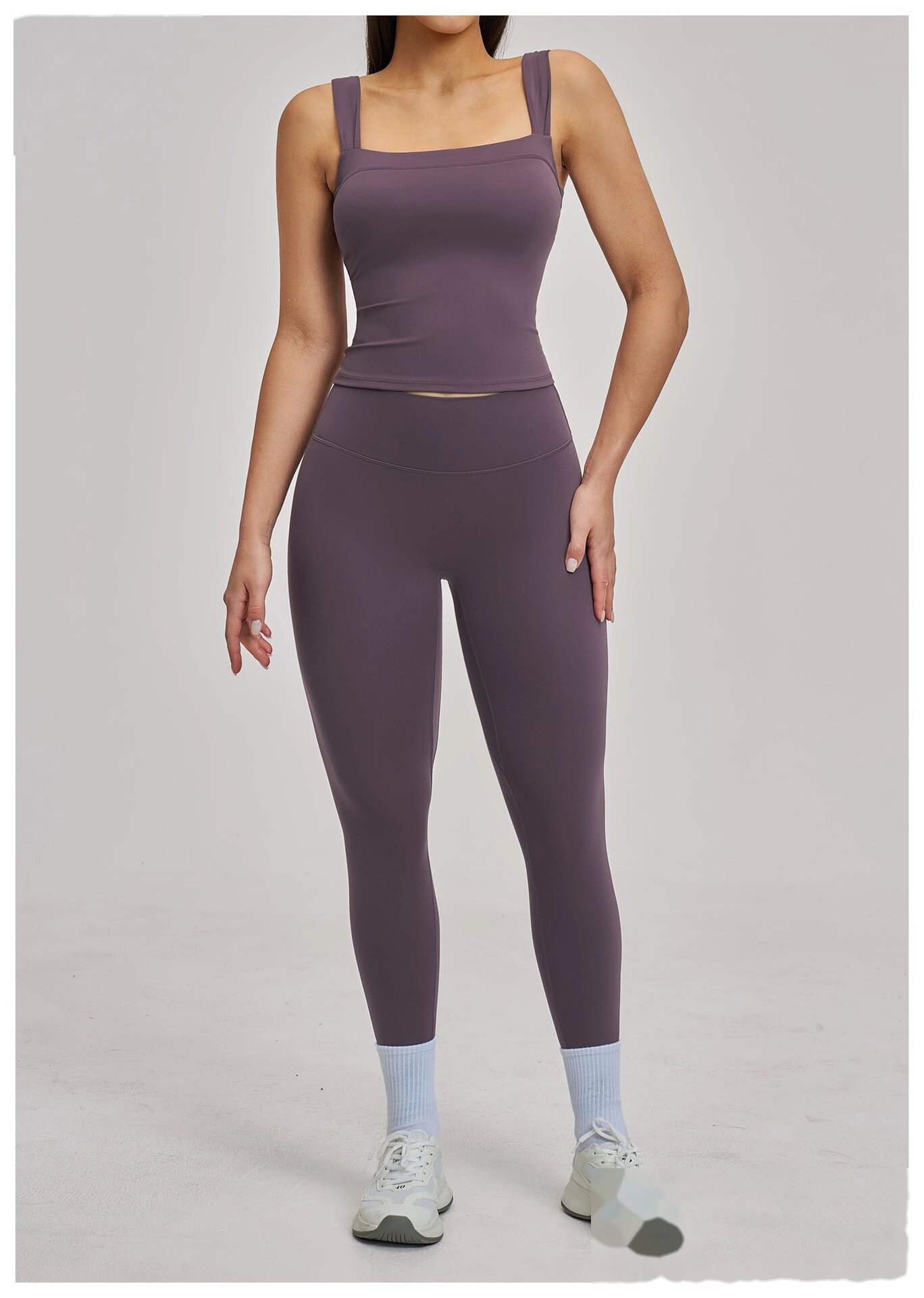 Women’s High Elastic Square Neck Yoga Outfit Beauty Back Sports Vest with Yoga Leggings Fitness Set detail