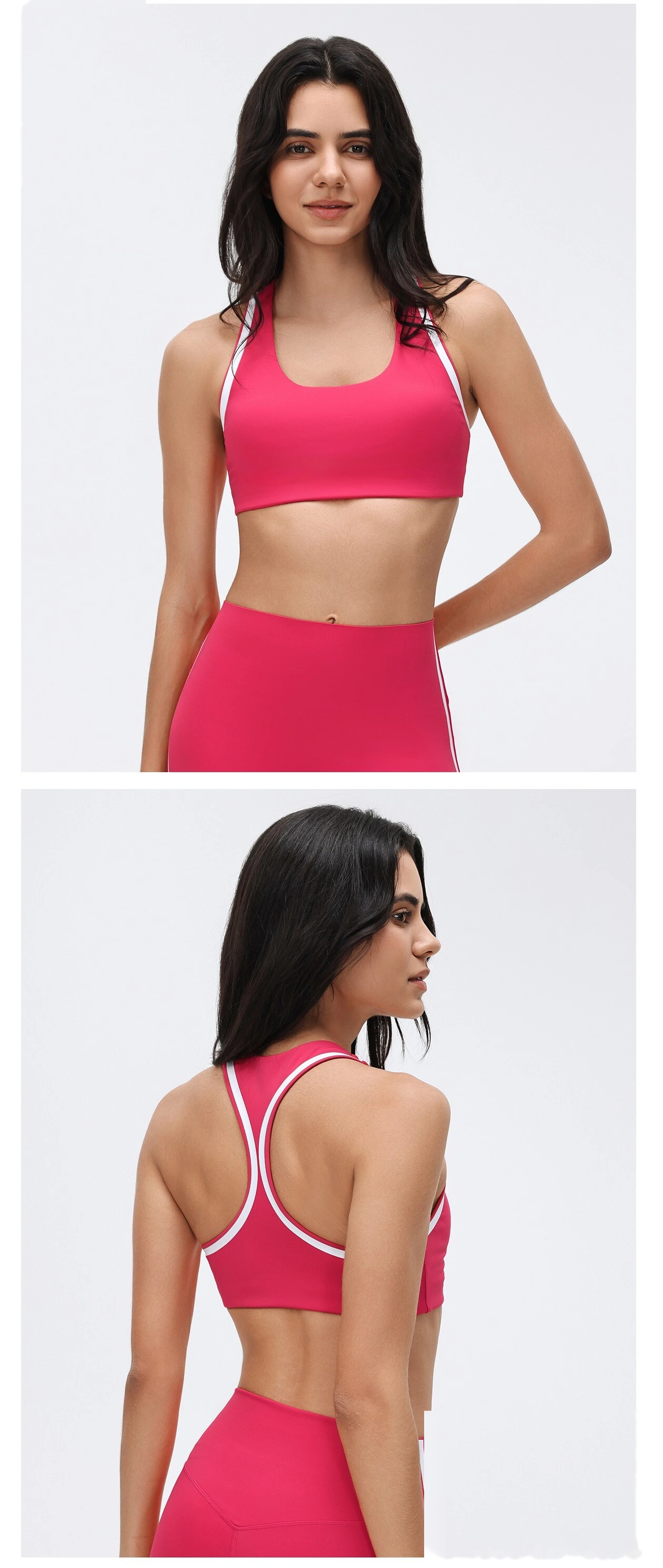 Custom Women's High-Impact Color Block Sports Bra - Beauty Back Padded Yoga Running Fitness Tank Top detail