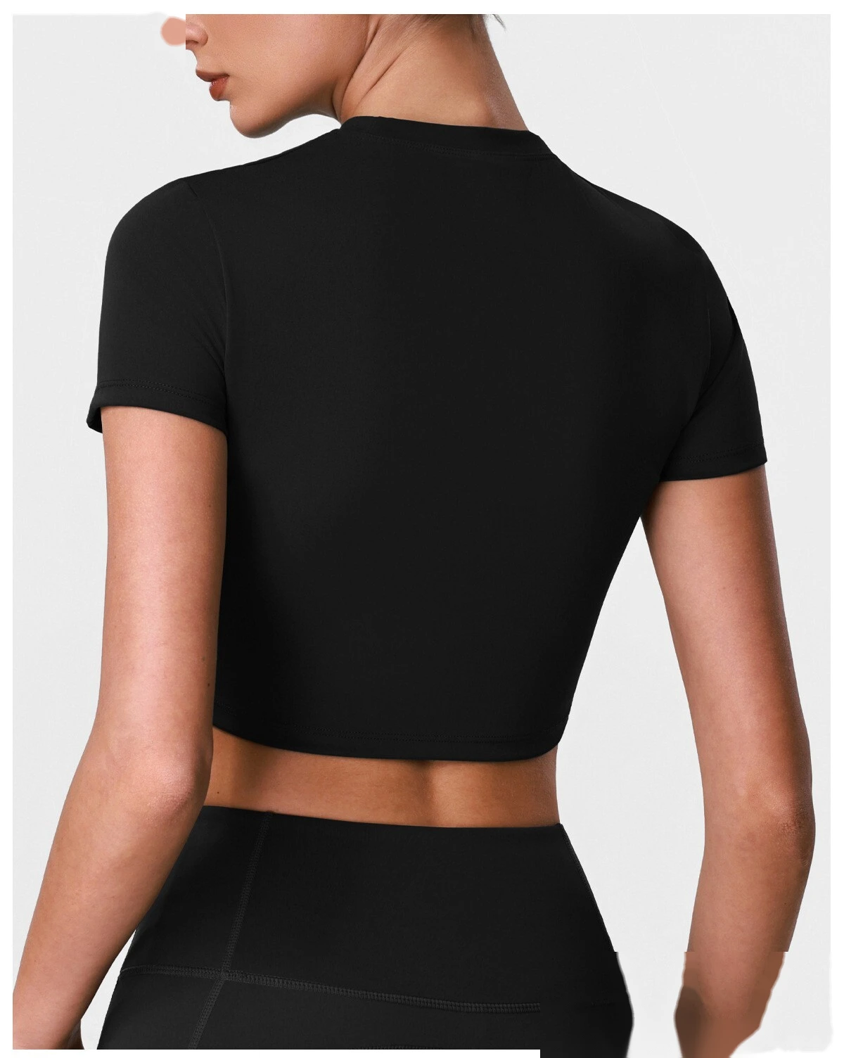 Women's Custom Waist Slimming Slim Fit Sports Fitness Short Sleeve, Casual Short Length Outdoor Yoga Top T-Shirt detail