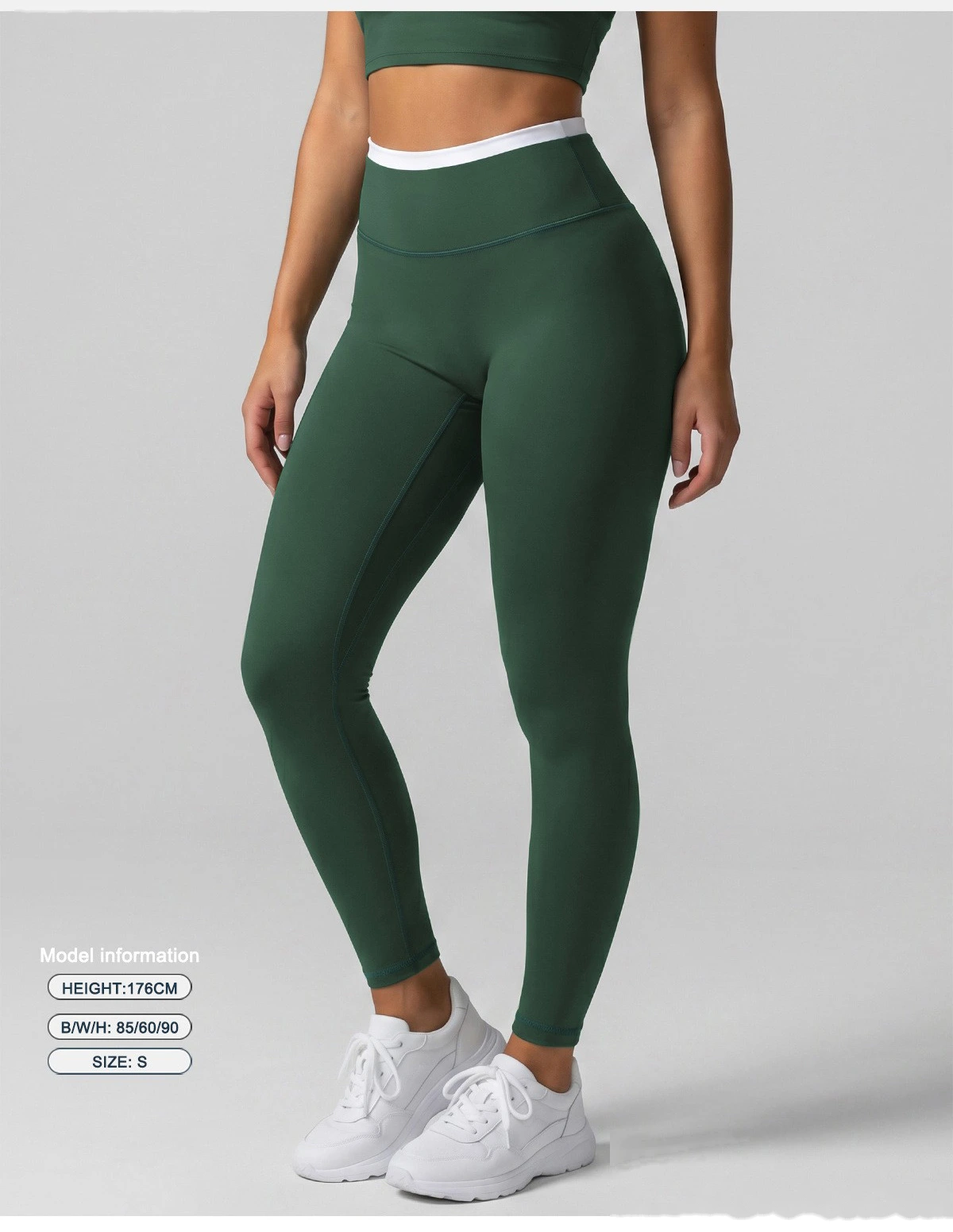 Women Contrast Color Activewear Set, Crisscross Back Tank Top + High Rise Stretch Leggings, Soft Naked-Feel Gym Outfit detail