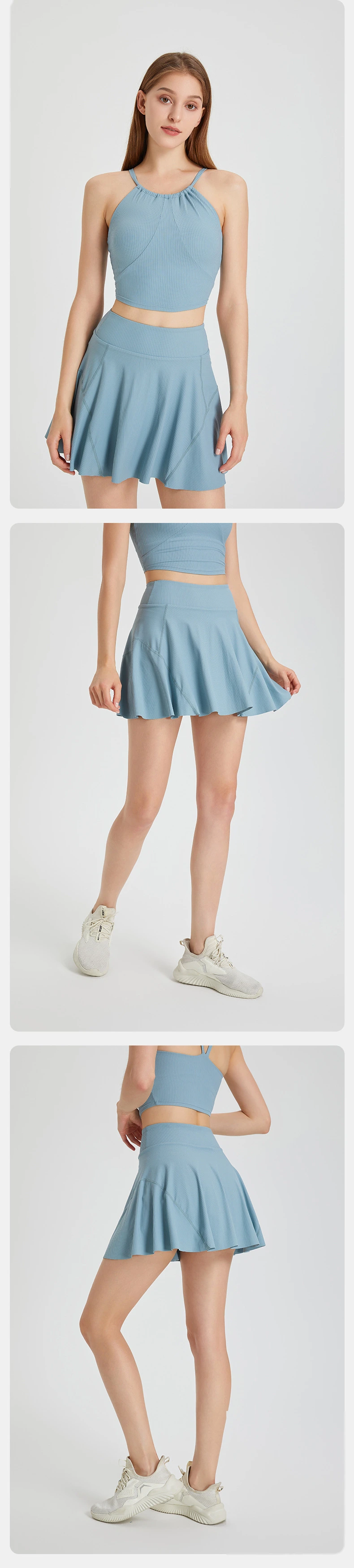 Women 2 in 1 tennis skirt high waist running badminton pleated skirt detail