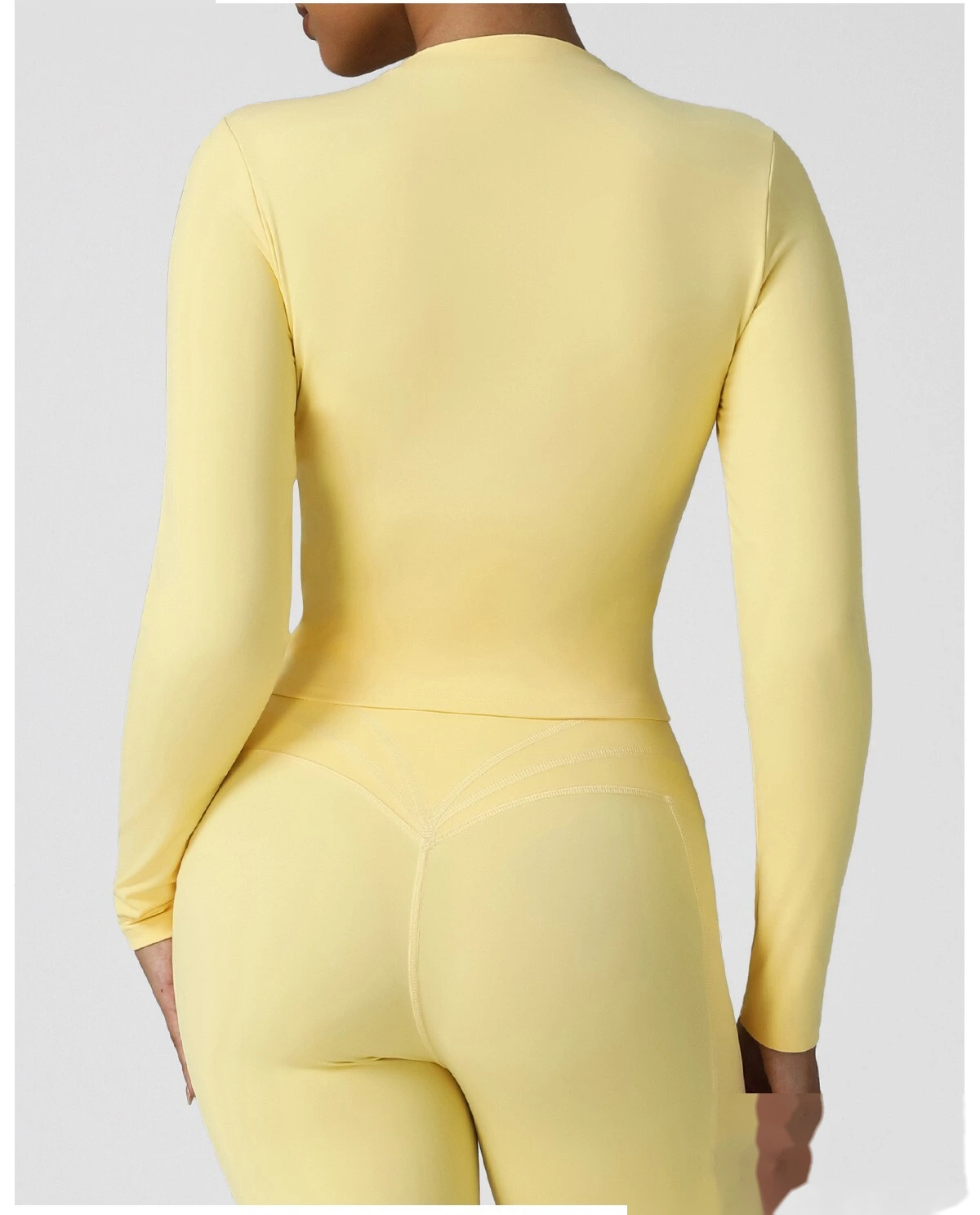 Customized autumn tight high elastic round neck long sleeve T-shirt running outdoor sports yoga top woman detail