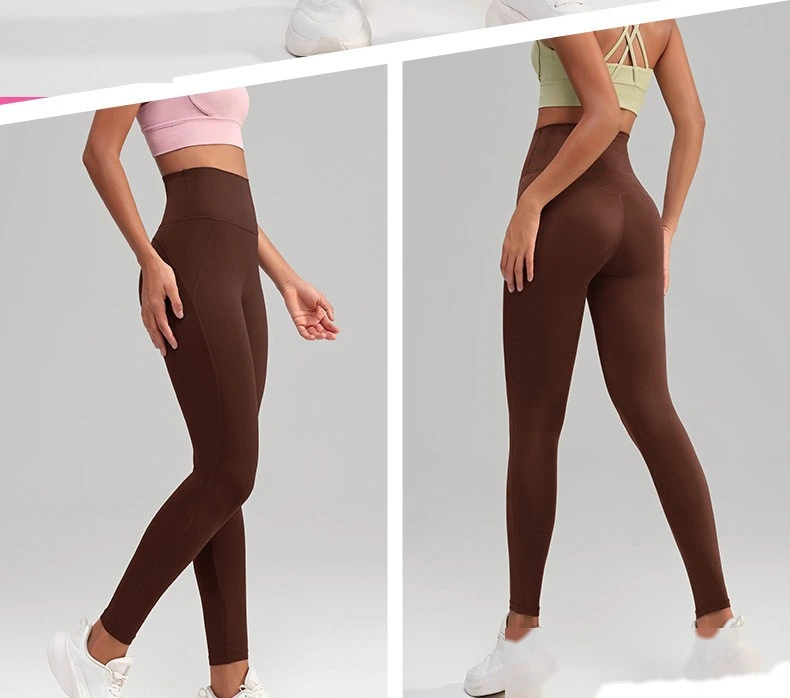 Custom-made nude tight-fitting exercise pants with high waist and abdomen yoga pants for women detail