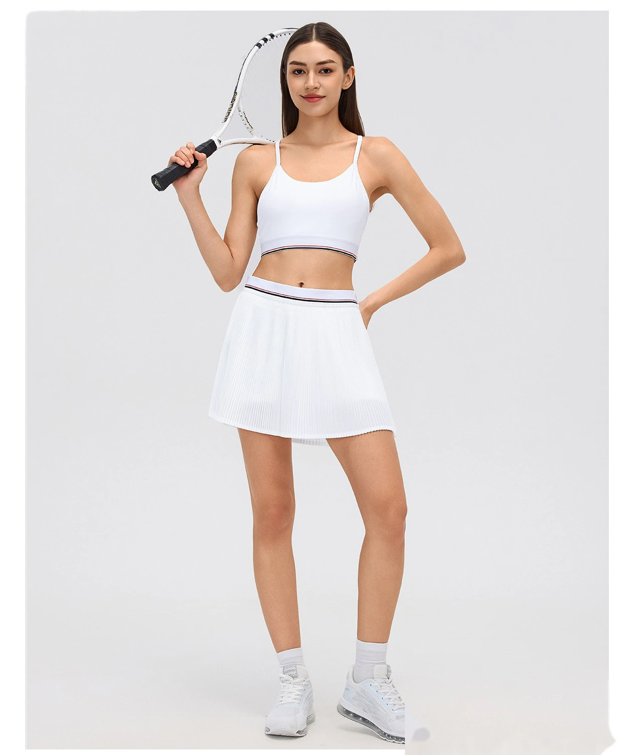 Solid Sports Tennis Skirt, Anti-Chafing Athletic Skort with Inner Shorts, Lightweight Sports Skirts for Running Gym detail