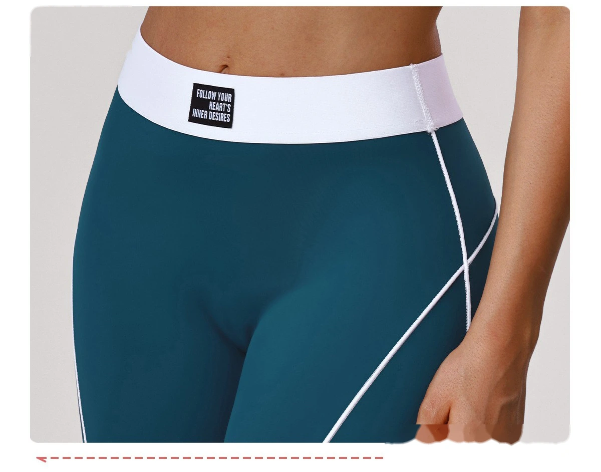 Custom Color Block Yoga Set - Women's High-Waisted Tummy Control T-Line Free Leggings & Sports Bra for Outdoor Running detail