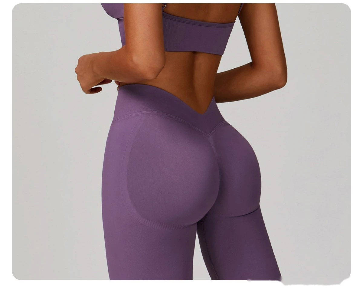 Customized seamless yoga pants V-shaped tight-fitting running quick-drying fitness pants detail